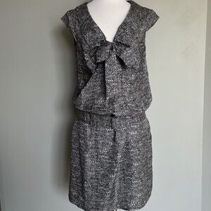 Tara Jarmon Polka Dot Silk Workwear Cocktail Bow Retro Style Formal Dress Large